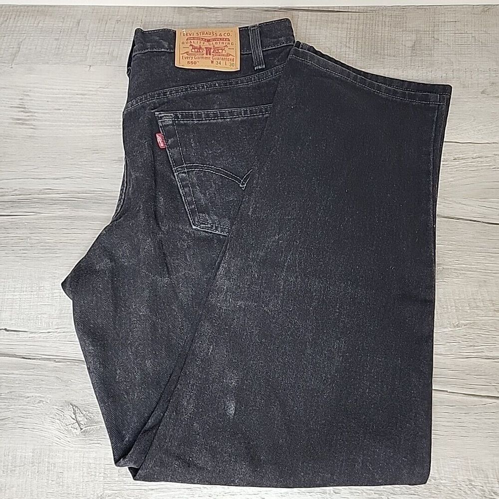 Levi's 550 Jeans Men's 34x30‎ (34x28.5) Black Vintage Denim Pants Grunge Classic